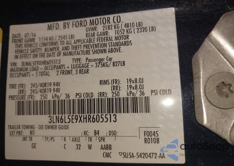 2017 Lincoln Mkz Reserve z USA, uszkodzony, nr VIN 3LN6L5E9XHR605513